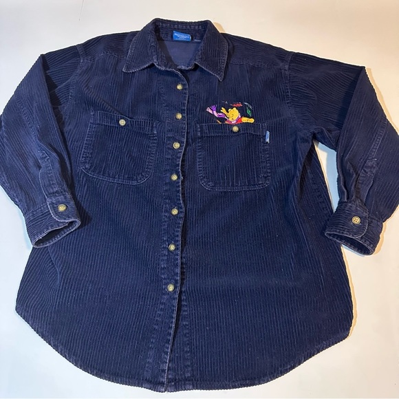 Vtg 90s Disney Winnie the Pooh Corduroy Shirt Shacket - Picture 1 of 8